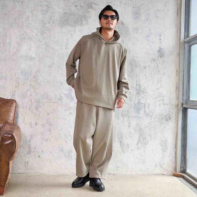 ワイドパンツ メンズ ブランド 裏起毛 ドビー素材 スウェットパンツ