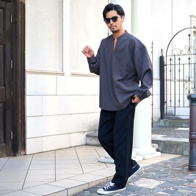 シャツ メンズ 長袖 長袖シャツ ブランド おしゃれ カジュアルシャツ 大きいサイズ トップス インナー プルオーバー ハーフジップ バンドカラー スキッパー 無地 シンプル CavariA 大人 20代 30代 40代 50代 ちょいワル ユニセックス 男性 男 服 秋 冬 秋冬 [CAHP25-40]_7