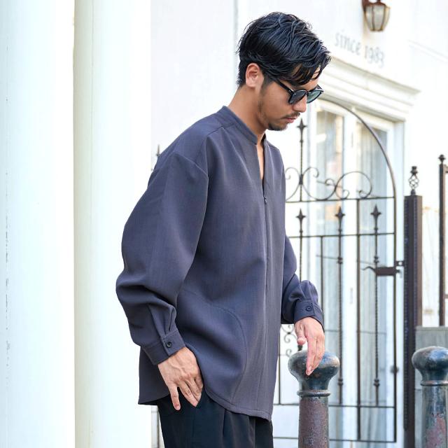 シャツ メンズ 長袖 長袖シャツ ブランド おしゃれ カジュアルシャツ 大きいサイズ トップス インナー プルオーバー ハーフジップ バンドカラー スキッパー 無地 シンプル CavariA 大人 20代 30代 40代 50代 ちょいワル ユニセックス 男性 男 服 秋 冬 秋冬 [CAHP25-40]_8