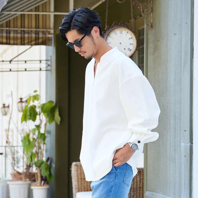 シャツ メンズ 長袖 長袖シャツ ブランド おしゃれ カジュアルシャツ 大きいサイズ トップス インナー プルオーバー ハーフジップ バンドカラー スキッパー 無地 シンプル CavariA 大人 20代 30代 40代 50代 ちょいワル ユニセックス 男性 男 服 秋 冬 秋冬 [CAHP25-40]_12