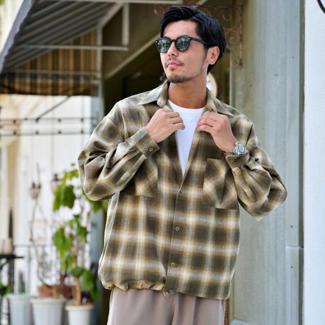 チェックシャツ メンズ スピンドルシャツ 長袖シャツ 羽織りシャツ