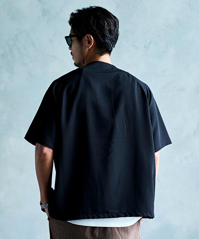 シャツ メンズ 半袖 半袖シャツ ノーカラーシャツ ジップシャツ ベースボールシャツ 羽織り 無地 シンプル ミニマル モード カジュアル 大きいサイズ ゆったり 軽量 CavariA 大人 20代 30代 40代 50代 ちょいワル ユニセックス 男性 服 春 夏 春夏 ファッション［CAHP26-30］_5