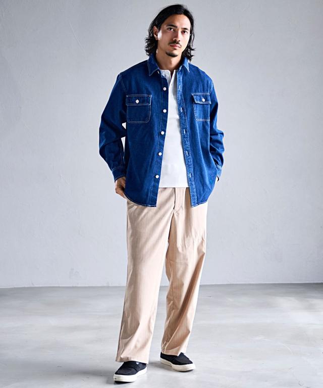 ワイドパンツ メンズ おしゃれ テーパードパンツ ワイドテーパードパンツ ストライプ柄 ストライプパンツ ベルクロ マジックテープ サイズ調節可能 ストレッチ 伸縮 ゆったり 無地 ブラック グレー グレージュ 黒 M L XL LL CavariA キャバリア ブランド［CAHP26-41］_8