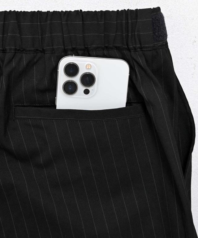 ワイドパンツ メンズ おしゃれ テーパードパンツ ワイドテーパードパンツ ストライプ柄 ストライプパンツ ベルクロ マジックテープ サイズ調節可能 ストレッチ 伸縮 ゆったり 無地 ブラック グレー グレージュ 黒 M L XL LL CavariA キャバリア ブランド［CAHP26-41］_17