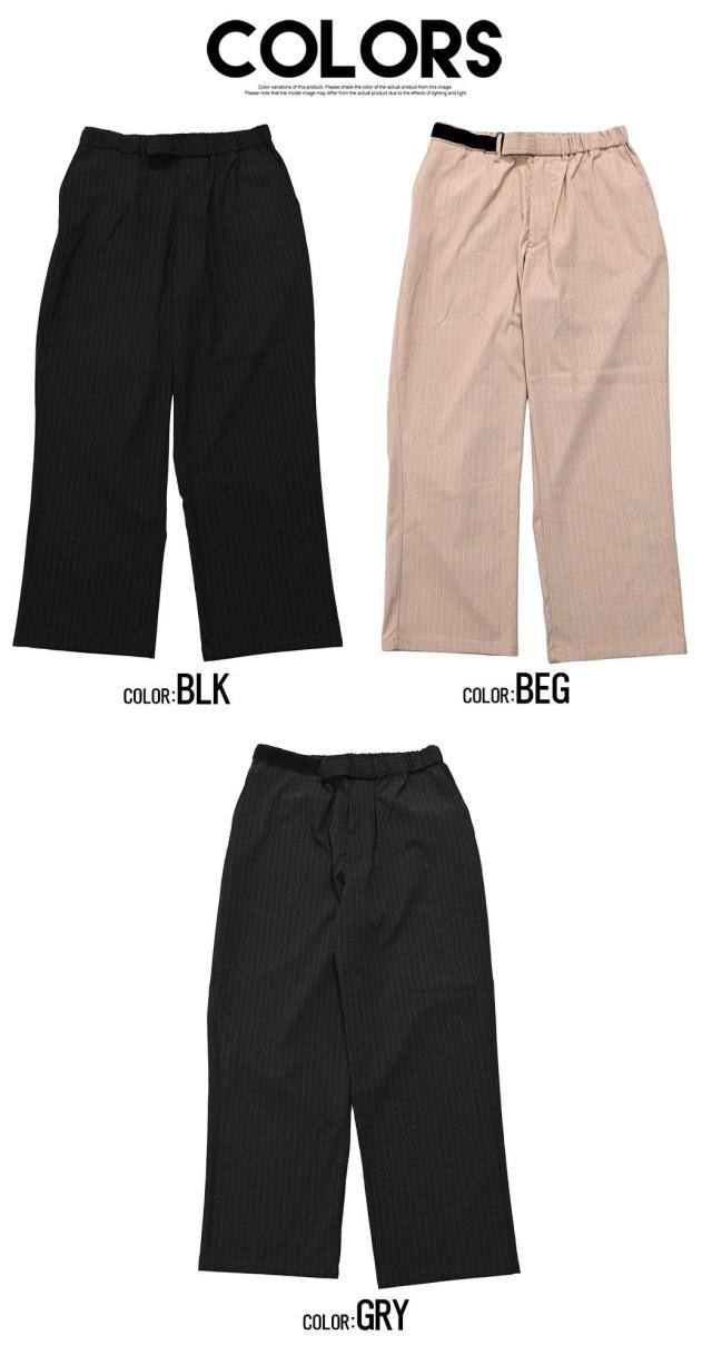 ワイドパンツ メンズ おしゃれ テーパードパンツ ワイドテーパードパンツ ストライプ柄 ストライプパンツ ベルクロ マジックテープ サイズ調節可能 ストレッチ 伸縮 ゆったり 無地 ブラック グレー グレージュ 黒 M L XL LL CavariA キャバリア ブランド［CAHP26-41］_19