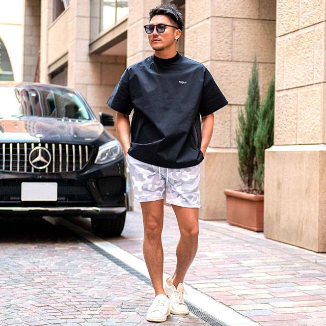 おしゃれ半袖 レオパードハーフパンツコーデ ヒョウ柄 ショートパンツ