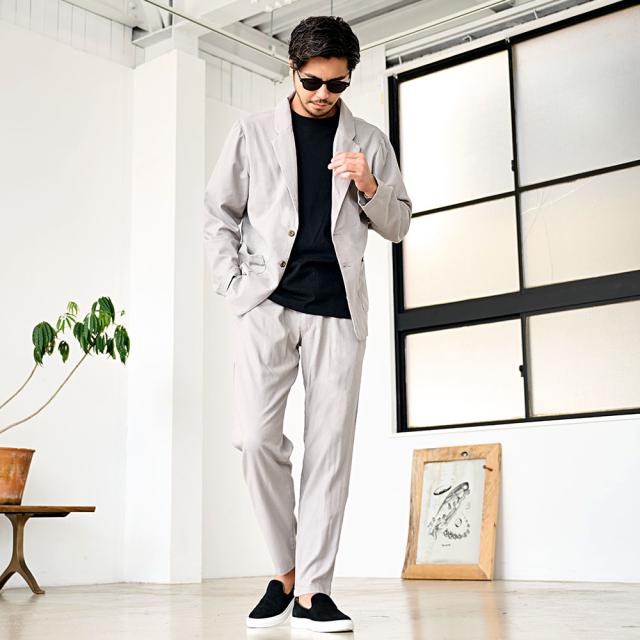 セットアップ メンズ 上下仕かける 2点仕かける 格好のいい 麻 リネン 冷やりとした テーラードジャケット イージーパンツ テーパードパンツ 父の日 黒 紺 M L XL LL CavariA 分かりやすい 成年者 心地よい背広 事務所心地よい 20代 30代 40代 成人男性 男 服 春 夏 春夏 [CANF25-04]