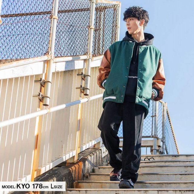 スタジャン メンズ スタジアムジャケット ブルゾン エコレザー