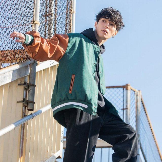 スタジャン メンズ スタジアムジャケット ブルゾン エコレザー