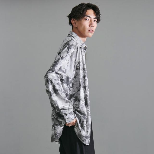カジュアルシャツ メンズ ブランド おしゃれ 長袖 長袖シャツ 大きいサイズ ロング 羽織り スウェード スエード ムラ 総柄 シンプル ゆったり レディース ホワイト ブラック 白 黒 CavariA 大人 きれいめ モード 服 秋 冬 秋冬 メンズファッション 即日発送 [CANG23-68]_3