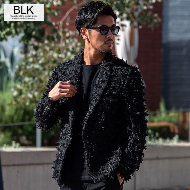 テーラードジャケット メンズ ジャケット テーラード フリンジ クラッシュ フェイクファー テイラードジャケット おしゃれ ブランド アウター ブラック 黒 ホワイト 白 CavariA 20代 30代 40代 ユニセックス 男性 男 服 秋 冬 秋冬 秋服 ファッション [CANG24-59] テーラードジャケット メンズ ジャケット テーラード フリンジ