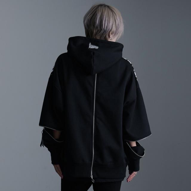 カールカナイ] 2カラー ロゴ 半袖 フルジップ パーカー メンズ