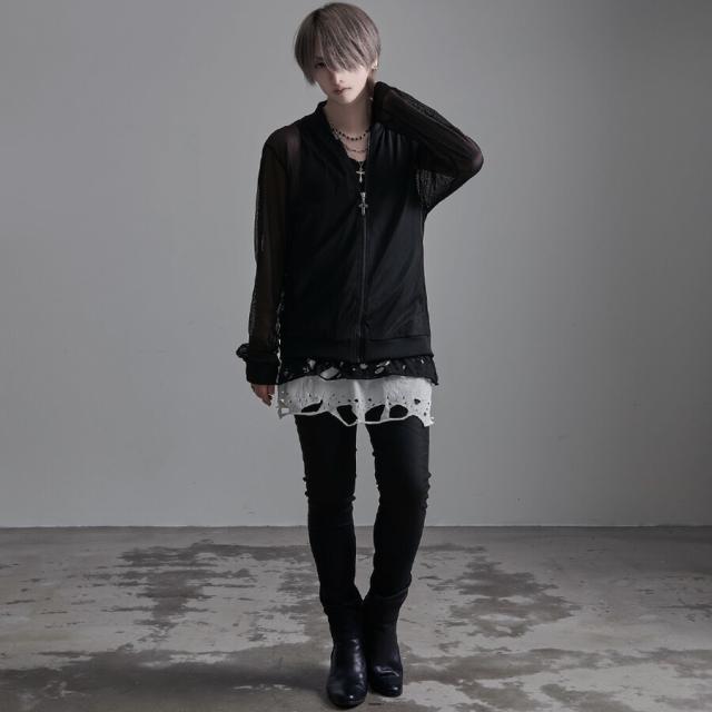 ミリタリー風 ジャケット ハイネック ニット襟付き グレー 秋冬 y2k