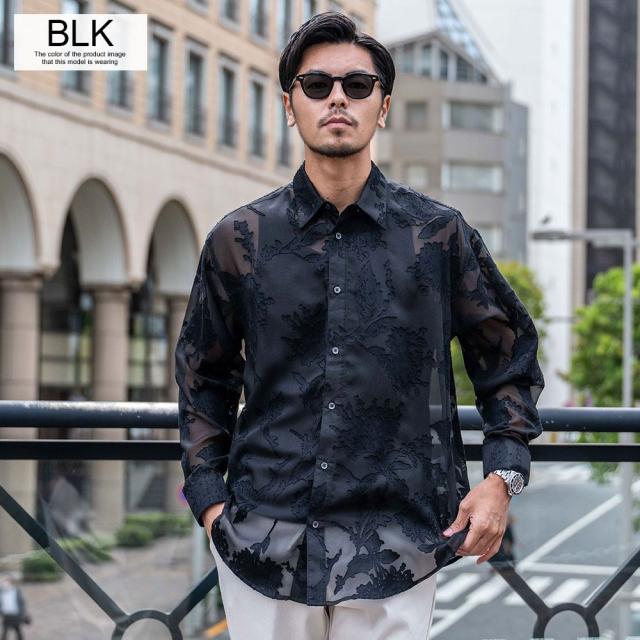 シャツ メンズ ブランド おしゃれ 総柄シャツ シアーシャツ フラワー