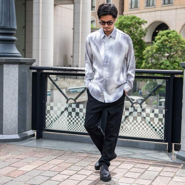 シャツ メンズ ブランド おしゃれ 総柄シャツ グリッターシャツ シャイニーシャツ 大きいサイズ ゆったり 長袖シャツ 光沢 上品 大人 きれいめ 白シャツ ブラック ゴールド シルバー M L CavariA 20代 30代 40代 ユニセックス 男性 男 服 春 春服 ファッション [CANG25-33]_11