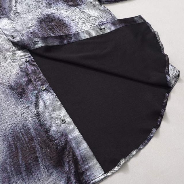 シャツ メンズ ブランド おしゃれ 総柄シャツ グリッターシャツ シャイニーシャツ 大きいサイズ ゆったり 長袖シャツ 光沢 上品 大人 きれいめ 白シャツ ブラック ゴールド シルバー M L CavariA 20代 30代 40代 ユニセックス 男性 男 服 春 春服 ファッション [CANG25-33]_16