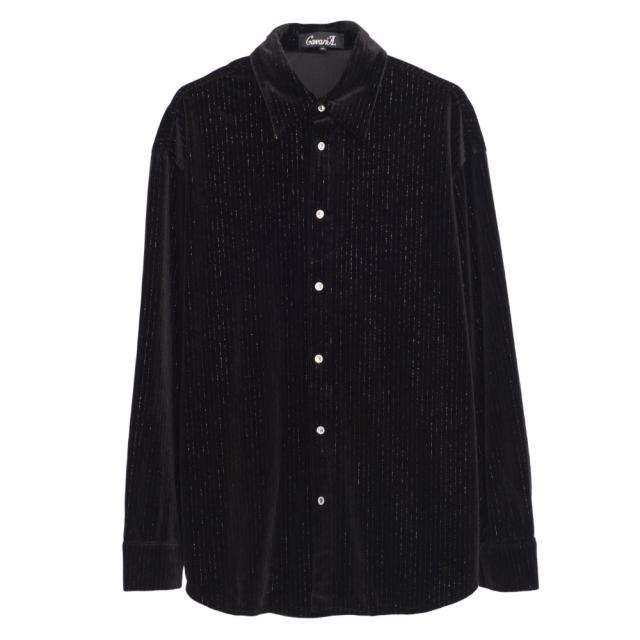 シャツ メンズ 長袖 ベロアシャツ 長袖シャツ ベロア素材 光沢 ラメ