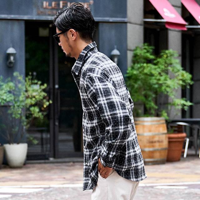 チェックシャツ メンズ ネルシャツ おしゃれ 長袖 シャツ 長袖シャツ ラインストーン ラメ ラグジュアリー ブランド カジュアルシャツ ブラック 黒 ベージュ M L CavariA 大人 20代 30代 40代 50代 ちょいワル ユニセックス 男性 男 服 秋 冬 秋冬 ファッション [CANG25-55] チェックシャツ メンズ ネルシャツ おしゃれ 長袖 シャツ 長袖シャツ