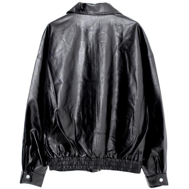 レザージャケット メンズ PUレザー フェイクレザー ブルゾン アウター 革ジャン ジャケット おしゃれ 大きいサイズ オーバーサイズ ミリタリージャケット 防風 ブラック 黒 M L XL LL CavariA ユニセックス 男性 男 服 秋 冬 秋冬 ファッション 即日発送 [CARE23-20]_14
