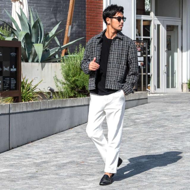 ジャケット メンズ ブルゾン アウター おしゃれ ツイード チェック