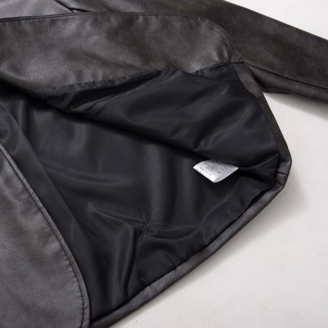 レザージャケット メンズ ノーカラージャケット PUレザー テーラード