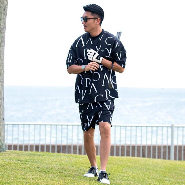 セットアップ メンズ おしゃれ 2点セット 上下セット ゴルフ Tシャツ 半袖 半袖Tシャツ トップス ゴルフパンツ ショートパンツ ハーフパンツ スポーツ パンツ ストレッチ 伸縮 スポーツ 大人 総柄 C.V.R.A 父の日 春 夏 ファッション 即日発送 [CASP24-01]_13
