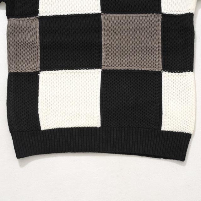 ニット メンズ セーター ブランド 大人 5G ブロックチェック チェック きれいめ 防寒 暖かい シンプル ホワイト ベージュ ブラック 黒 春 秋 冬 プレゼント ストリート カジュアル CavariA 20代 30代 40代 メンズファッション 即日発送 [CAST22-56]の通販は