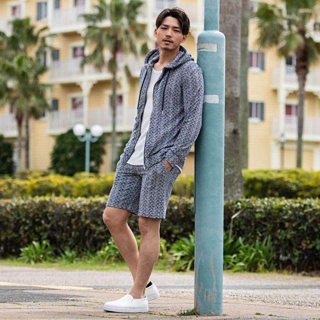 短パン スウェット ハーフパンツ セットアップ メンズ ACE FLAG 上下