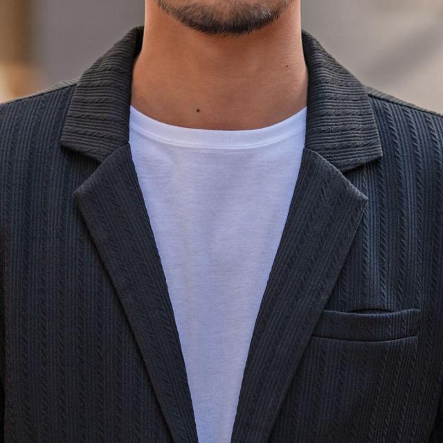 テーラードジャケット メンズ アウター ふくれ ストライプ柄