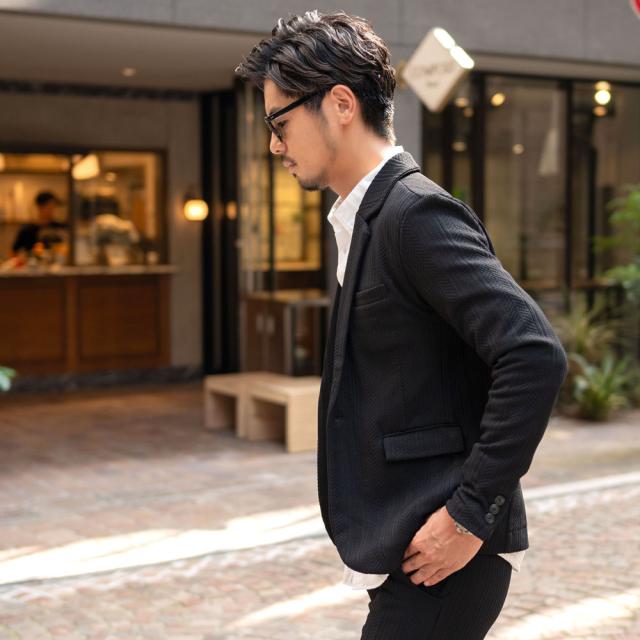 ジャケット メンズ おしゃれ テーラードジャケット ニットソー アウター シンプル 無地 セットアップ可 ビジネス 結婚式 二次会 パーティー ホワイト ブラック ブラウン 黒 白 M L XL 服 CavariA 秋 冬 秋冬 男 男性 ファッション 20代 30代 40代 [CAST24-39]_8