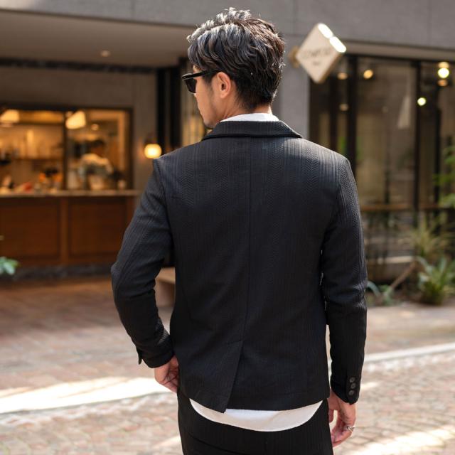 ジャケット メンズ おしゃれ テーラードジャケット ニットソー アウター シンプル 無地 セットアップ可 ビジネス 結婚式 二次会 パーティー ホワイト ブラック ブラウン 黒 白 M L XL 服 CavariA 秋 冬 秋冬 男 男性 ファッション 20代 30代 40代 [CAST24-39]_9