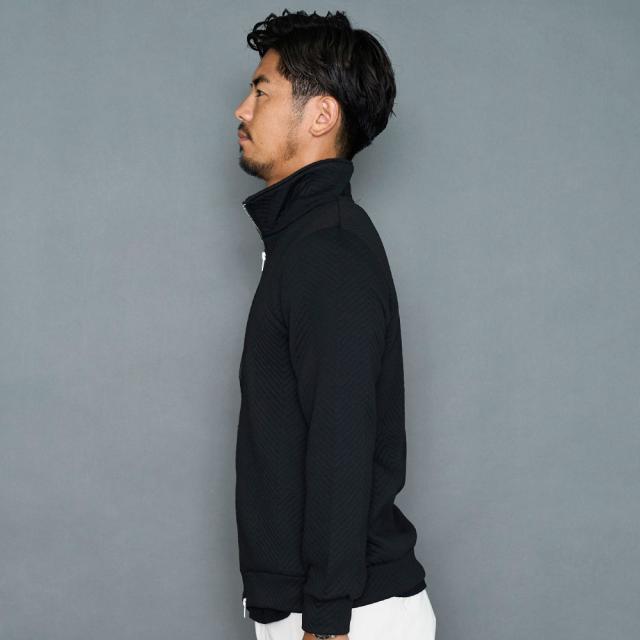 ブルゾン メンズ ジャケット キルティング ヘリンボーン 羽織 アウター ジャケット ジップアップ シンプル スポーツ 防寒 暖かい ゴルフウェア ゴルフ ホワイト ネイビー ブラック 白 黒 CavariA 20代 30代 40代 秋 冬 秋冬 秋服 男 男性 ファッション [CAST24-48]_8