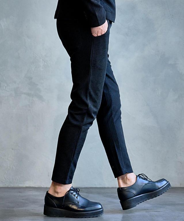 スラックス メンズ パンツ おしゃれ アンクルパンツ 千鳥 ジャガード ストレッチ イージーパンツ きれいめ 上品 セレカジ キレカジ セットアップ可能 シンプル 無地 CavariA 大人 20代 30代 40代 50代 ちょいワル ユニセックス 男性 男 服 春 春夏 ファッション [CAST26-04]_8