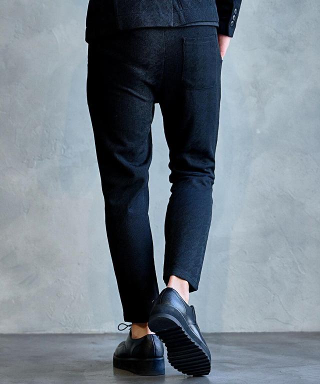 スラックス メンズ パンツ おしゃれ アンクルパンツ 千鳥 ジャガード ストレッチ イージーパンツ きれいめ 上品 セレカジ キレカジ セットアップ可能 シンプル 無地 CavariA 大人 20代 30代 40代 50代 ちょいワル ユニセックス 男性 男 服 春 春夏 ファッション [CAST26-04]_9