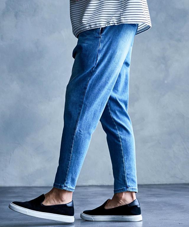 デニムパンツ メンズ おしゃれ テーパードパンツ ジーンズ ジーパン Gパン アンクル丈 アンクルパンツ イージーパンツ ズボン ボトムス ストレッチ 伸縮 インディゴ CavariA 大人 20代 30代 40代 50代 ちょいワル ユニセックス 男性 服 春 夏 春夏 ファッション［CATM26-10］_5