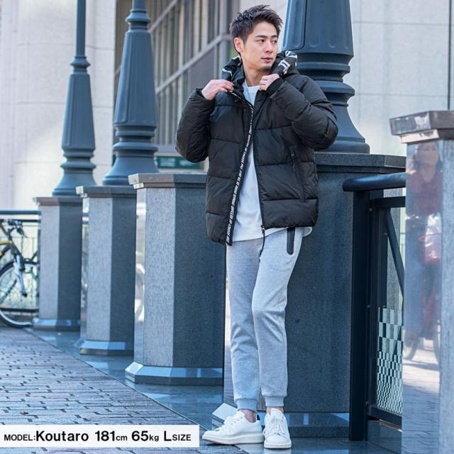 中綿ジャケット メンズ アウター ブルゾン フーディー ロゴテープ