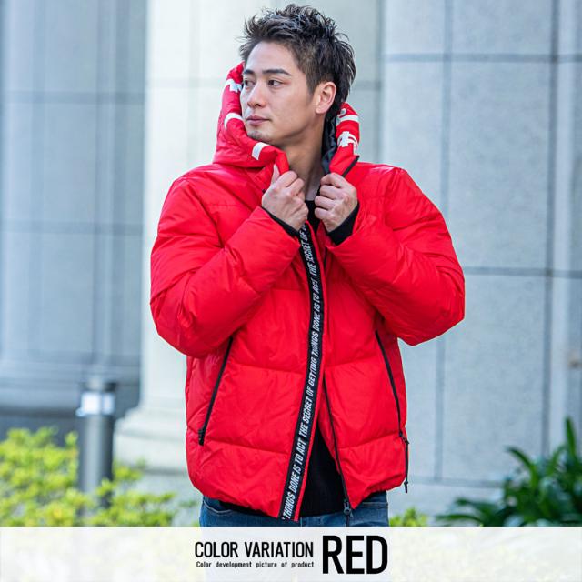 中綿ジャケット メンズ アウター ブルゾン フーディー ロゴテープ