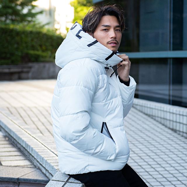 中綿ジャケット メンズ アウター ブルゾン フーディー ロゴテープ プリント 厚手 防寒 止水ジップ ラグジュアリースポーツ ブラック ホワイト レッド 黒 白 M L カジュアル ストリート スポーティー CavariA キャバリア 秋 冬 即日発送 [CATN21-26]_12
