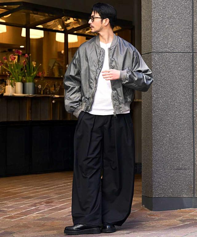 ワイドパンツ メンズ ブランド おしゃれ カーブパンツ テーパードパンツ スラックス ストライプパンツ ストレッチ 伸縮 タック 美脚 体型カバー 無地 ストライプ CavariA 大人 20代 30代 40代 50代 ちょいワル ユニセックス 男性 男 服 春 夏 秋 冬 ファッション [CATN26-08]_4