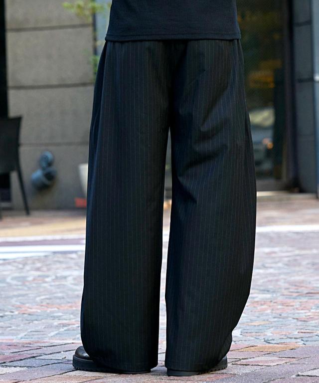 ワイドパンツ メンズ ブランド おしゃれ カーブパンツ テーパードパンツ スラックス ストライプパンツ ストレッチ 伸縮 タック 美脚 体型カバー 無地 ストライプ CavariA 大人 20代 30代 40代 50代 ちょいワル ユニセックス 男性 男 服 春 夏 秋 冬 ファッション [CATN26-08]_11