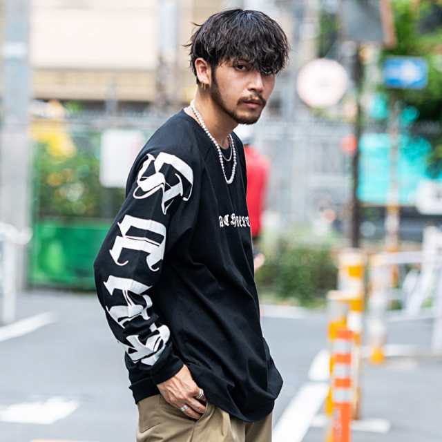 メンズ　長袖　Ｔシャツ　秋　ブラック　黒　ロンティー　シンプル　ロンＴ