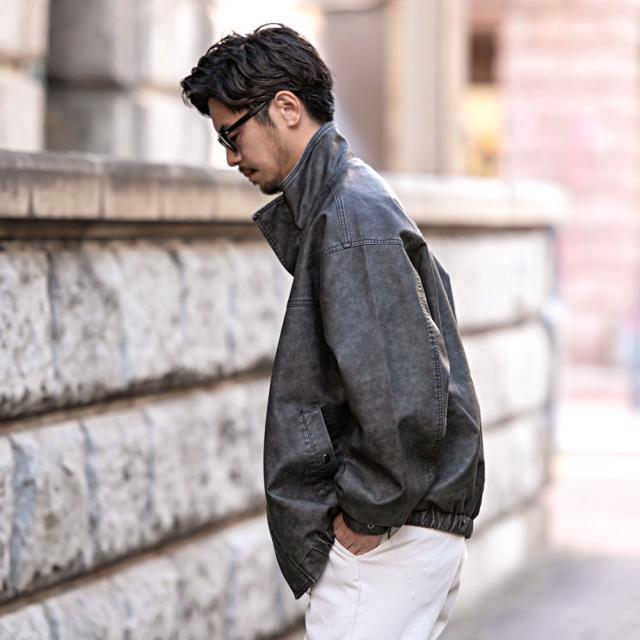 レザージャケット メンズ レザーブルゾン アウター シンプル 大人