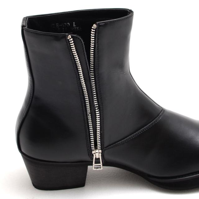 ブーツ メンズ 靴 シューズ ヒールブーツ ブーティ ブーティー サイドジップ スクエアトゥ 美脚 PUレザー 合成皮革 ブラック パイソン 25cm 25.5cm 26cm 26.5cm 27cm 27.5cm 大人 カジュアル きれいめ モード 20代 30代 40代 メンズファッション 即日発送 [CLE-670]