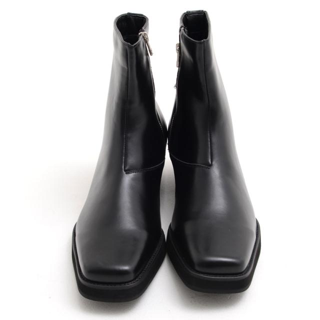 ブーツ メンズ 靴 シューズ ヒールブーツ ブーティ ブーティー サイドジップ スクエアトゥ 美脚 PUレザー 合成皮革 ブラック パイソン 25cm 25.5cm 26cm 26.5cm 27cm 27.5cm 大人 カジュアル きれいめ モード 20代 30代 40代 メンズファッション 即日発送 [CLE-670]