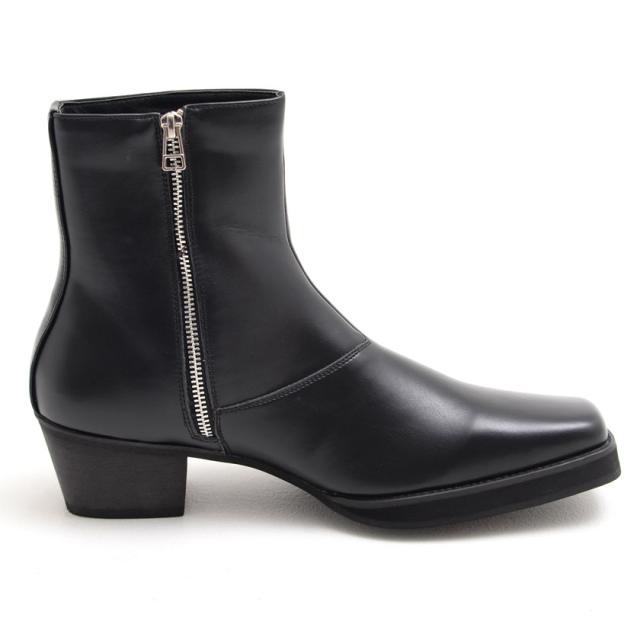 ブーツ メンズ 靴 シューズ ヒールブーツ ブーティ ブーティー サイドジップ スクエアトゥ 美脚 PUレザー 合成皮革 ブラック パイソン 25cm 25.5cm 26cm 26.5cm 27cm 27.5cm 大人 カジュアル きれいめ モード 20代 30代 40代 メンズファッション 即日発送 [CLE-670]