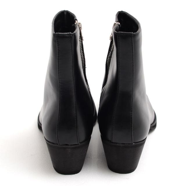 ブーツ メンズ 靴 シューズ ヒールブーツ ブーティ ブーティー サイドジップ スクエアトゥ 美脚 PUレザー 合成皮革 ブラック パイソン 25cm 25.5cm 26cm 26.5cm 27cm 27.5cm 大人 カジュアル きれいめ モード 20代 30代 40代 メンズファッション 即日発送 [CLE-670]