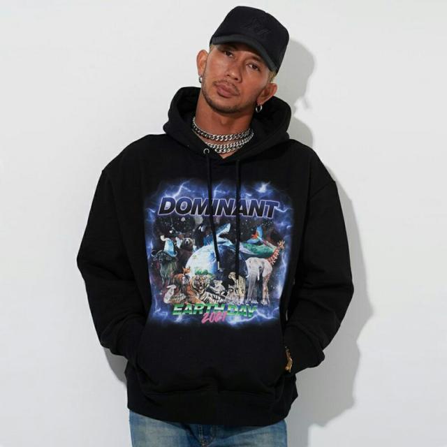 プルパーカー メンズ フーディー ブランド パーカー アニマル グラフィック プリント トップス 大きいサイズ オーバーサイズ ブラック 黒 長袖 ストリート カジュアル ファッション ユニセックス 男性 男 20代 30代 40代 メンズファッション DOMINANT [DMNT20SF-0001-11]