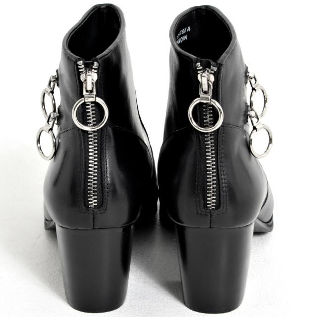 送料無料】ブーツ メンズ 本革2連チェーン レザー ハイヒールブーツ