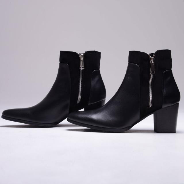 ブーツ ブーティ メンズ ブランド おしゃれ 靴 シューズ 本革 レザー スムース ショートブーツ 7.5cm ヒール 美脚 サイドジップ ポインテッドトゥ シンプル ブラック 黒 25.0 26.0 27.0 大人 カジュアル きれいめ モード 即日発送 メンズファッション [ELB516-3]