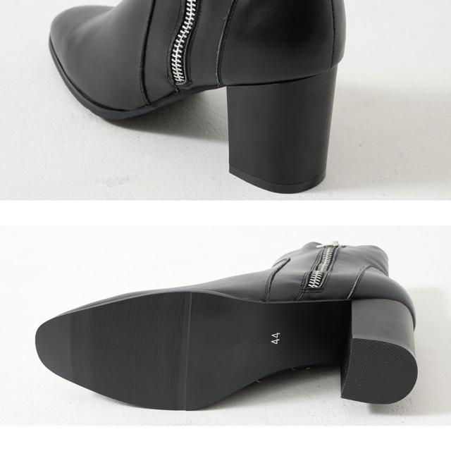 ブーツ ブーティ メンズ ブランド おしゃれ 靴 シューズ 本革 レザー スムース ショートブーツ 7.5cm ヒール 美脚 サイドジップ ポインテッドトゥ シンプル ブラック 黒 25.0 26.0 27.0 大人 カジュアル きれいめ モード 即日発送 メンズファッション [ELB516-3]